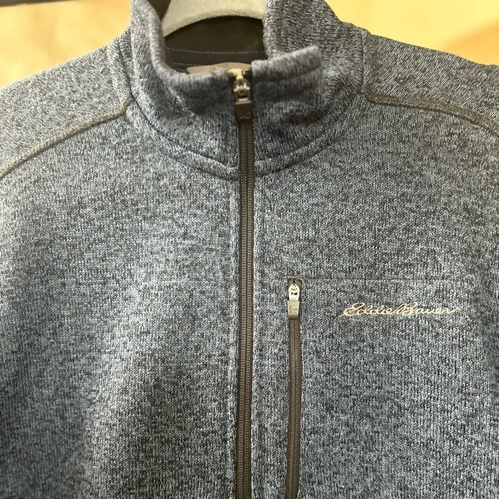 Eddie Bauer Sweater Mens Small Navy Blue 1/4 Zip Fleece Mock Neck‎ Pullover